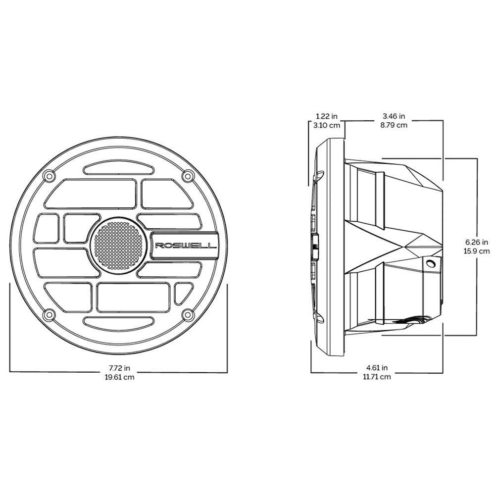 Roswell R Series 7.7” Marine Speakers - Anthracite Grille - 80W RMS & 160W Peak Power