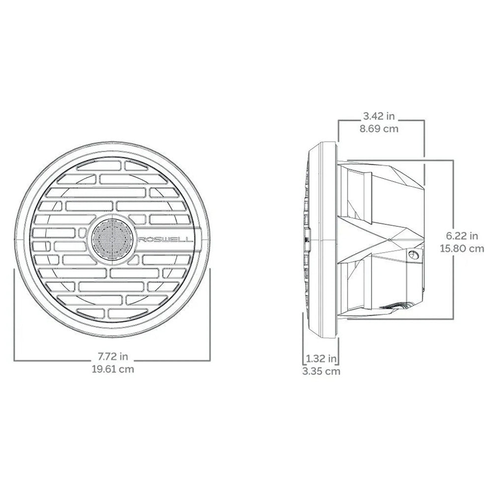 Roswell R1 7.7” Marine Speakers - White - 90W RMS & 180W Peak Power