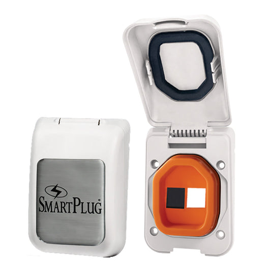 SmartPlug Data Port Case/Inlet Only - White Cover w/One Blank Plug & One Open Port