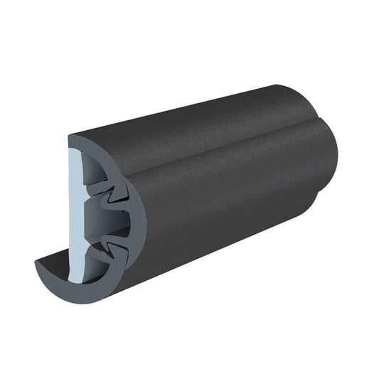 TACO SuproFlex Rub Rail Kit w/Flex Vinyl Overlay Insert - 2"H x 1-1/4"W x 80'L - Black w/Black Insert